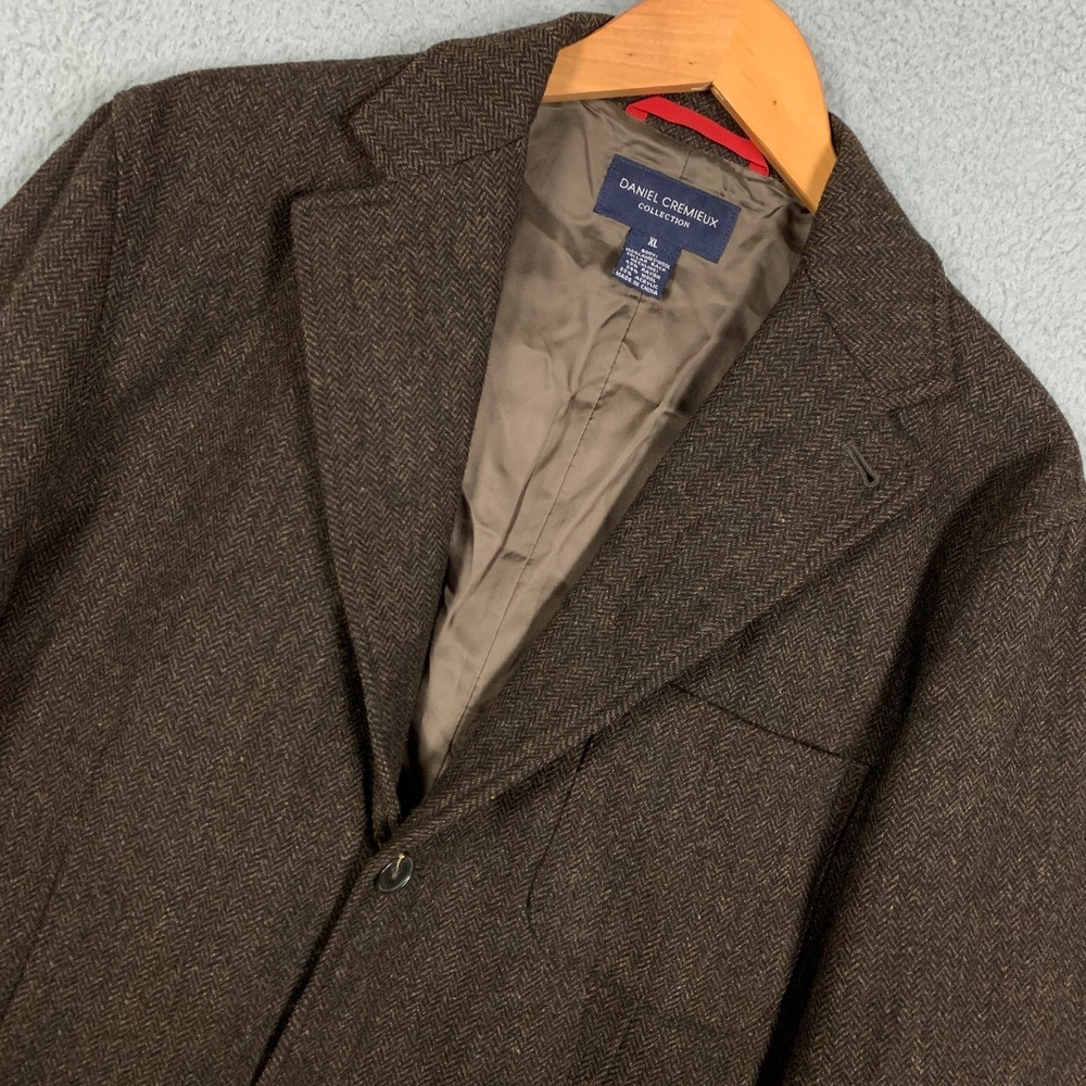 Daniel Cremieux Sport Coat XL Brown Moon Lambswool Herringbone Hunting Tweed
